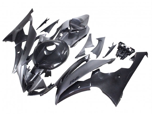 Gris Noir Fibre de Carbone Style Carénage Moto Yamaha YZF 600 R6 2008-2016