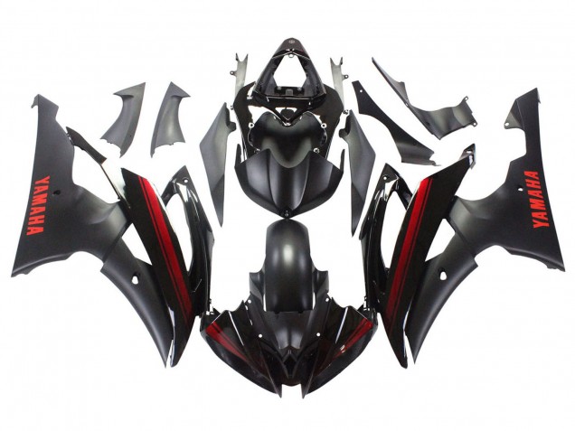 Noir Brillant Noir Mat Rouge Bande Carénage Moto Yamaha YZF 600 R6 2008-2016
