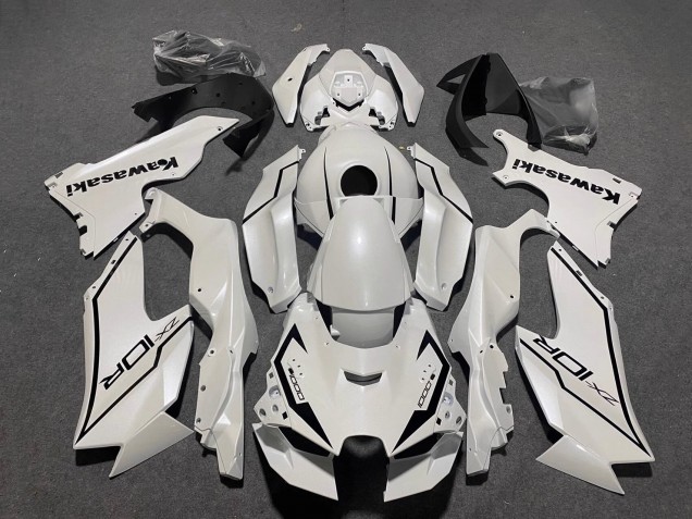 Blanc Perle Noir Carénage Moto Kawasaki ZX10R 2021-2025