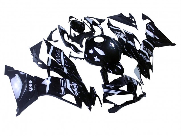 Noir Brillant Blanc Carénage Moto Kawasaki ZX6R 2019-2022
