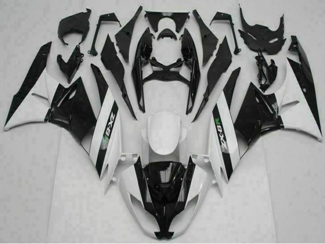 Noir Brillant Blanc Carénage Moto Kawasaki ZX6R 2009-2012