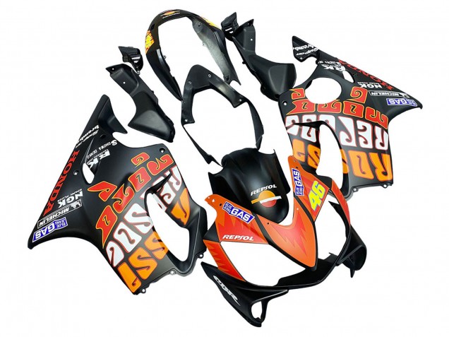 Noir Mat Orange Rossi Carénage Moto Honda CBR600 F4i 2004-2007