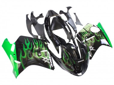 Noir Brillant Vert Flamme Carénages Moto Honda CBR1100XX Blackbird 1996-2007 Pas Chère