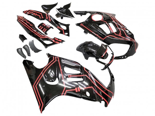 Rouge Noir Brillant Kits Carénages Moto Honda CBR600 F3 1997-1998