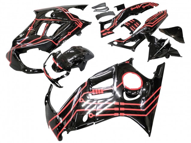 Rouge Noir Brillant Kits Carénages Moto Honda CBR600 F3 1997-1998