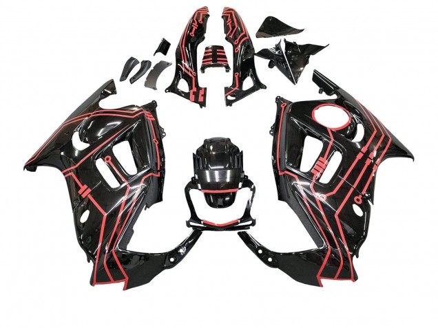 Rouge Noir Brillant Kits Carénages Moto Honda CBR600 F3 1997-1998