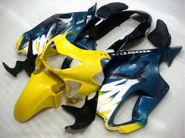 Jaune Bleu Foncé Noir Brillant Carénage Moto Honda CBR600 F4 1999-2000 Pas Chère