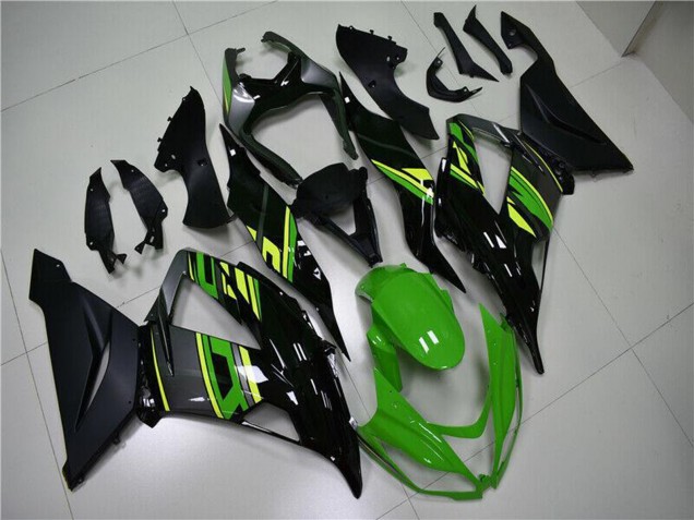 Vert Jaune Noir Brillant Noir Mat Carénage Moto Kawasaki ZX6R 2013-2018