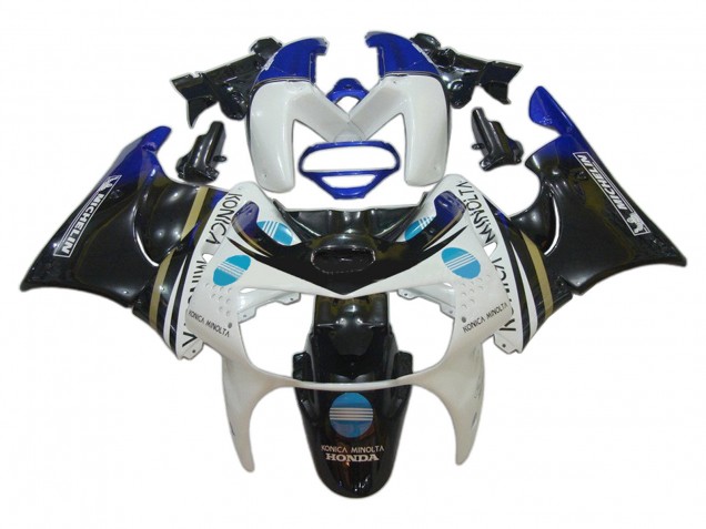 Blanc Bleu Noir Brillant Konica Minolta Carénage Moto Honda CBR900RR 919 1998-1999