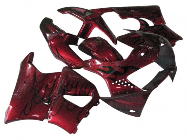 Rouge Foncé Noir Flamme Carénage Moto Honda CBR900RR 919 1998-1999