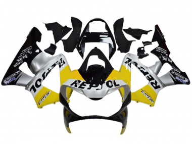 Jaune Argent Noir Brillant Repsol Carénage Moto Honda CBR900RR 929 2000-2001 Pas Chère