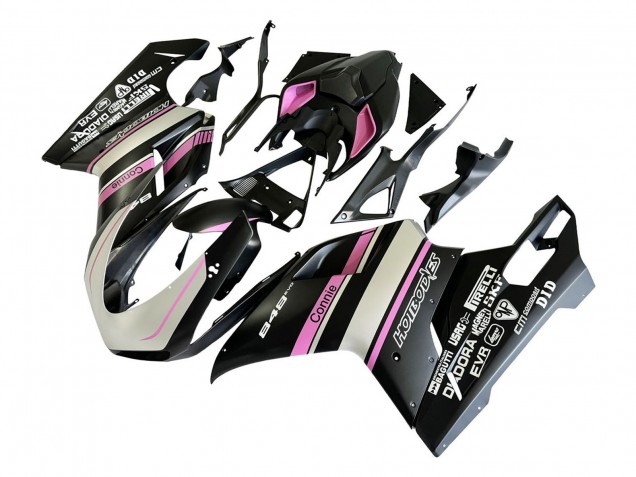 Blanc Rose Noir Brillant Connie Carénage Moto Ducati 848 2007-2014