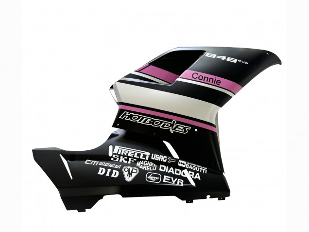 Blanc Rose Noir Brillant Connie Carénage Moto Ducati 848 2007-2014