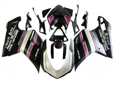 Blanc Rose Noir Brillant Connie Carénage Moto Ducati 848 2007-2014 Pas Chère