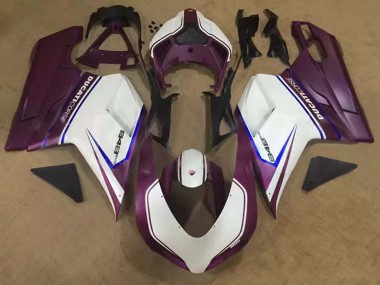Blanc Bleu Violet Corse Carénage Moto Ducati 848 2007-2014 Pas Chère