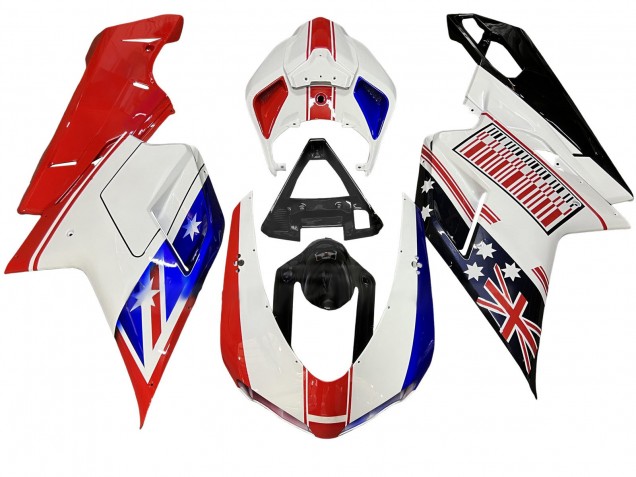 Blanc Rouge Bleu Noir Brillant Carénage Moto Ducati 848/1098/1198 2007-2014