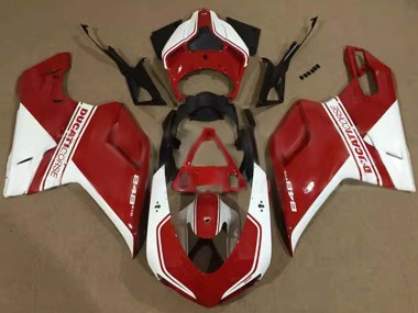 Blanc Rouge Corse Carénage Moto Ducati 848 2007-2014 Pas Chère