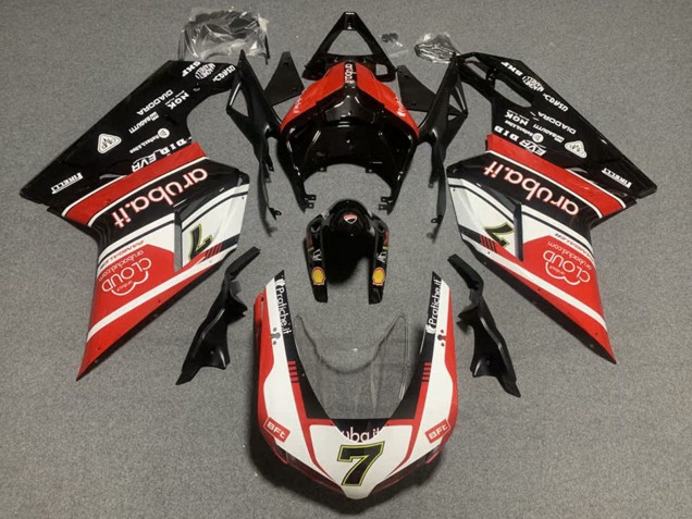 Blanc Rouge Noir Brillant Kits Carénages Moto Ducati 848/1098/1198 2007-2014