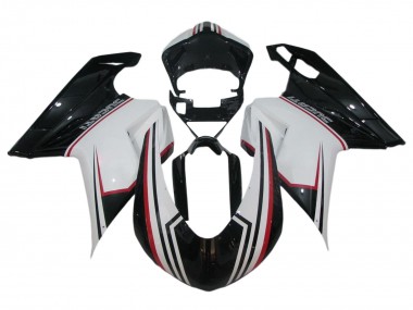 Blanc Rouge Noir Brillant Kits Carénages Moto ABS Ducati 848/1098/1198 2007-2014 Pas Chère