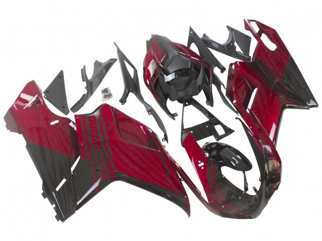 Rouge Noir Brillant Carénages Moto Ducati 848 2007-2014