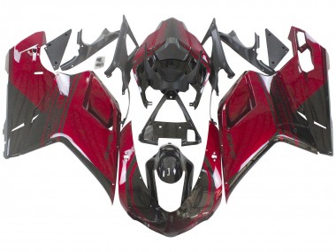 Rouge Noir Brillant Carénages Moto Ducati 848 2007-2014 Pas Chère