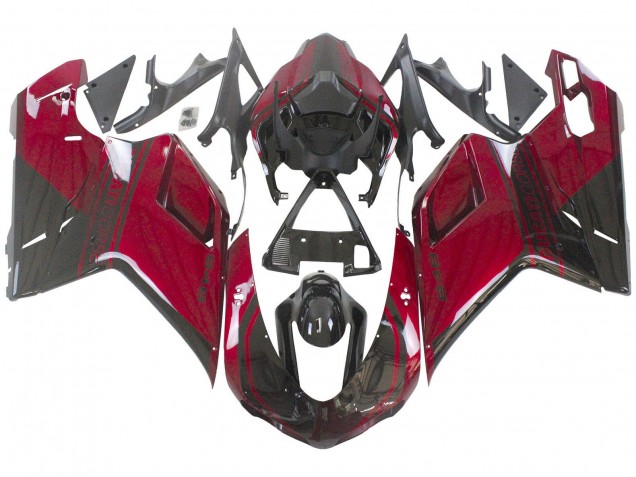 Rouge Noir Brillant Carénages Moto Ducati 848 2007-2014