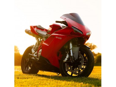 Rouge Noir Brillant Carénage Moto Ducati 848 2007-2014 Pas Chère