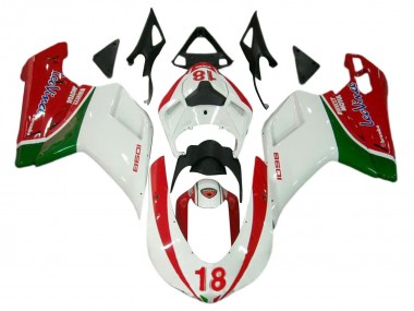 Blanc Rouge Vert 18 Carénage Moto Ducati 848/1098/1198 2007-2014 Pas Chère