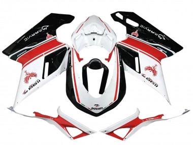 Blanc Rouge Noir Brillant Carénage Moto Ducati 1198 2007-2014 Pas Chère