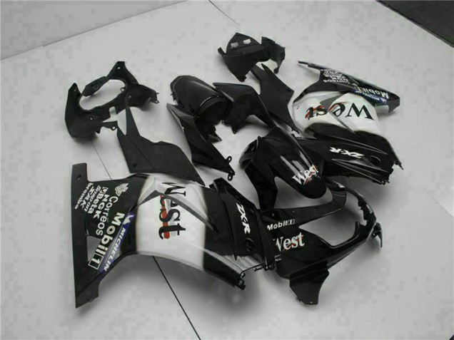 Noir Brillant Blanc West Carénage Moto Kawasaki EX250 2008-2012