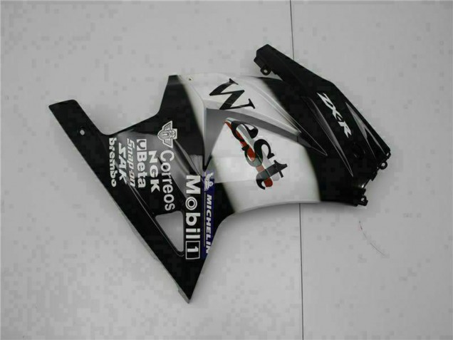 Noir Brillant Blanc West Carénage Moto Kawasaki EX250 2008-2012
