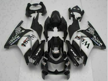 Noir Brillant Blanc West Carénage Moto Kawasaki EX250 2008-2012 Pas Chère