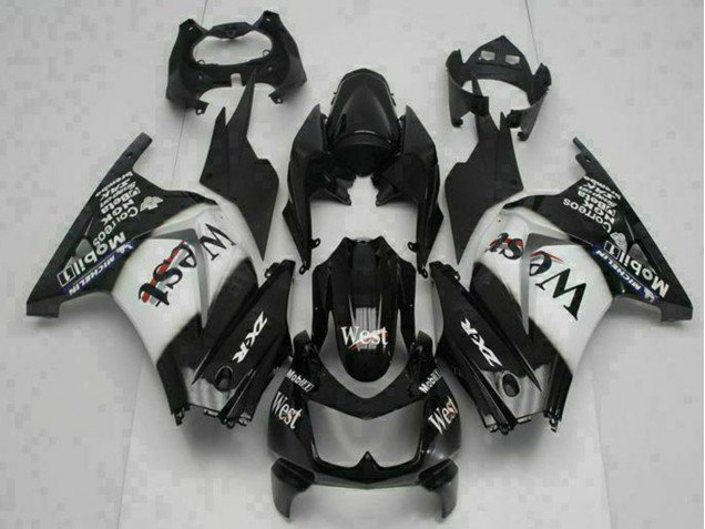 Noir Brillant Blanc West Carénage Moto Kawasaki EX250 2008-2012