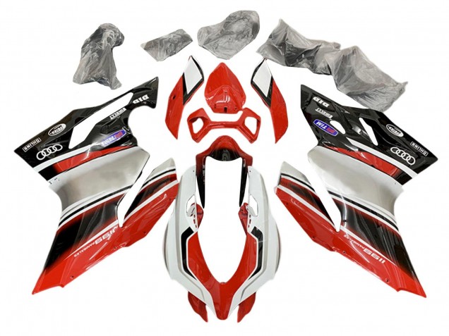 Argent Rouge Noir Brillant Carénage Moto Ducati 1199 2011-2014