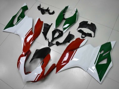 Blanc Rouge Vert Foncé Carénage Moto Ducati Panigale 899 2011-2014 Pas Chère
