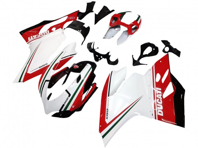 Blanc Rouge Vert Noir Brillant Carénage Moto Ducati 1199 2011-2014