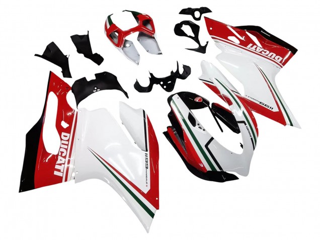 Blanc Rouge Vert Noir Brillant Carénage Moto Ducati 1199 2011-2014