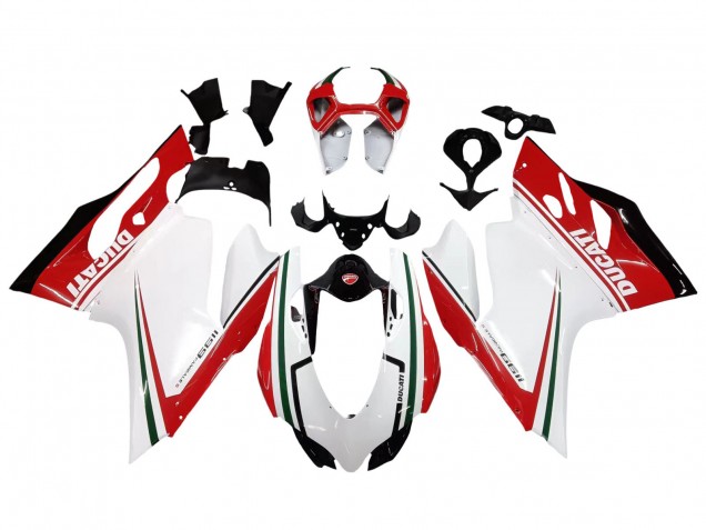 Blanc Rouge Vert Noir Brillant Carénage Moto Ducati 1199 2011-2014