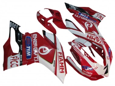 Blanc Rouge Noir Brillant Fiamm 7 Carénage Moto Ducati 1199 2011-2014 Pas Chère