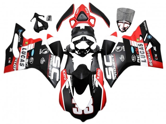 Blanc Rouge Noir Mat Lucas 33 Carénage Moto Ducati 959/1299 2015-2020