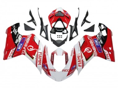 Blanc Rouge Noir Brillant Ficc Fiamm Carénage Moto Ducati 1199 2011-2014 Pas Chère
