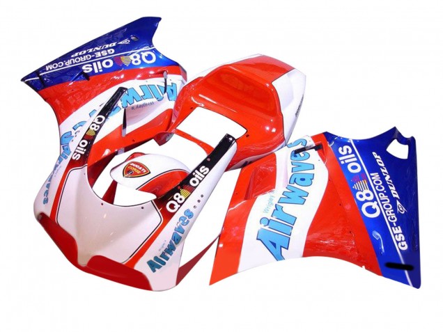 Blanc Rouge Bleu Air Waves Carénage Moto Ducati 748/916/996/998 1993-2005