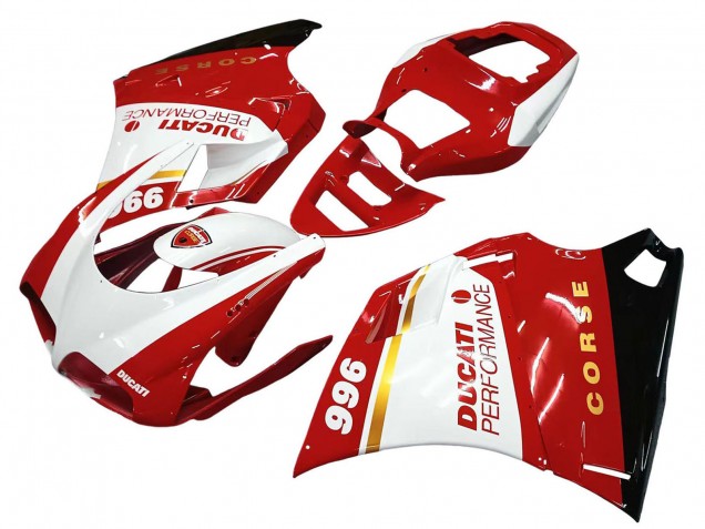 Blanc Rouge Or Noir Brillant Corse Performance Carénage Moto Ducati 996 1993-2005