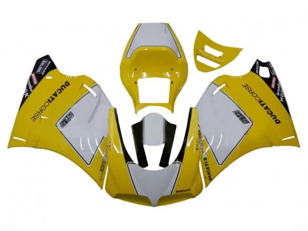 Blanc Jaune Noir Brillant Corse Performance Carénage Moto Ducati 996 1993-2005