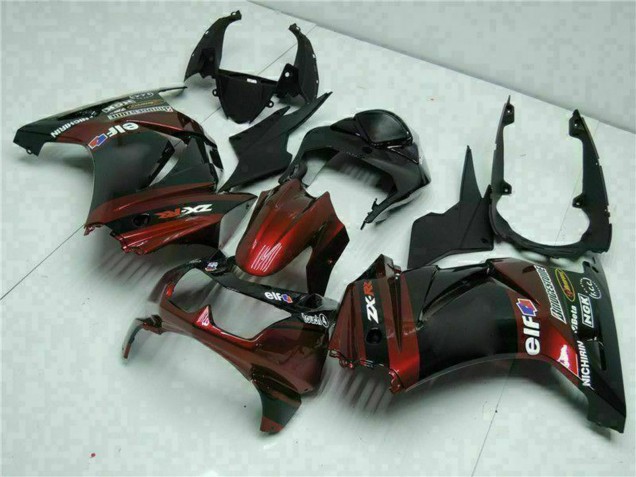 Noir Brillant Rouge Marron Carénage Moto Kawasaki EX250 2008-2012