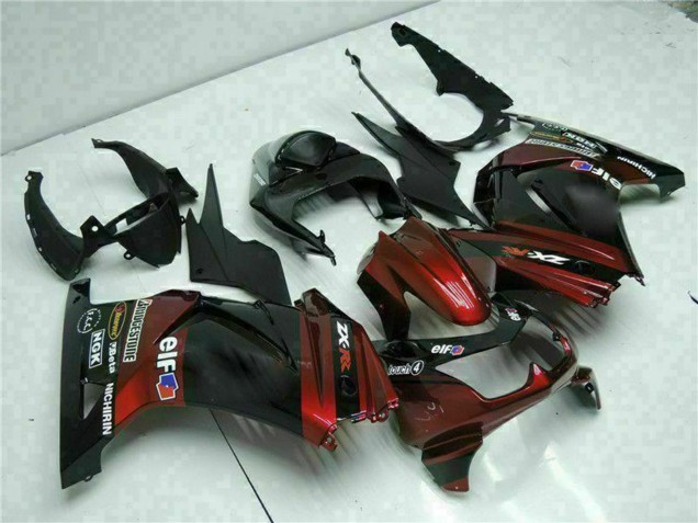 Noir Brillant Rouge Marron Carénage Moto Kawasaki EX250 2008-2012