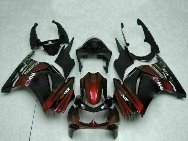 Noir Brillant Rouge Marron Carénage Moto Kawasaki EX250 2008-2012