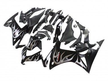 Noir Brillant Argent Flamme Carénage Moto Honda CBR500R 2013-2015 Pas Chère