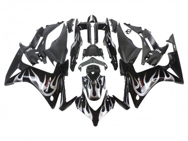 Noir Brillant Argent Flamme Carénage Moto Honda CBR500R 2013-2015 Pas Chère