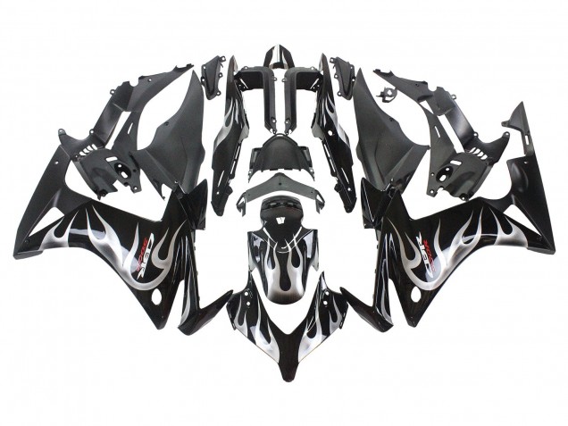 Noir Brillant Argent Flamme Carénage Moto Honda CBR500R 2013-2015